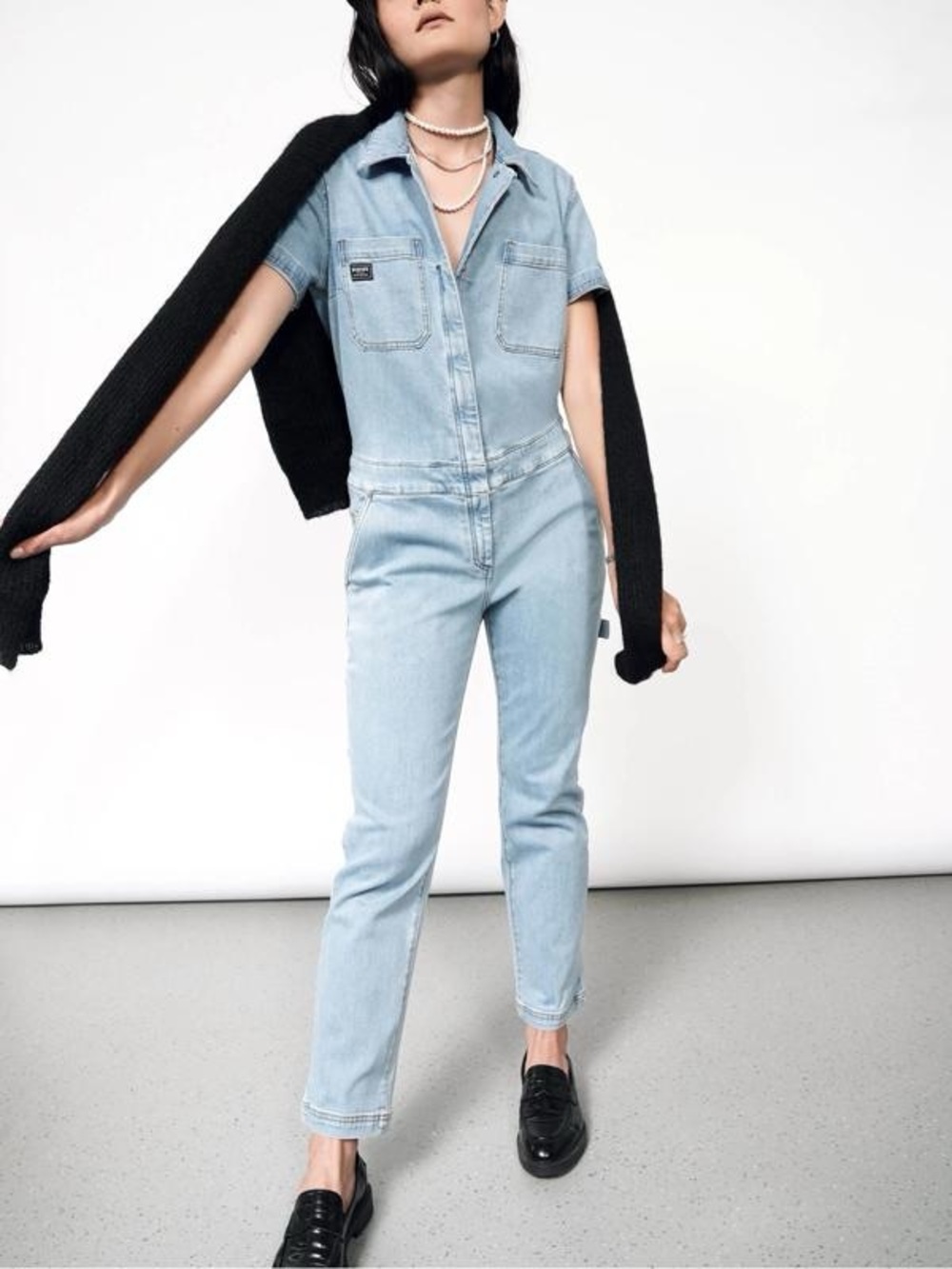 Wildfang The Essential Denim Coverall Full Length Light Wash Size Medium